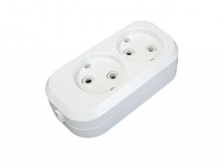 TDM ELECTRIC SQ1806-0012 Колодка розеточная 2 гнезда 2П б/з 10А 250В белая TDM